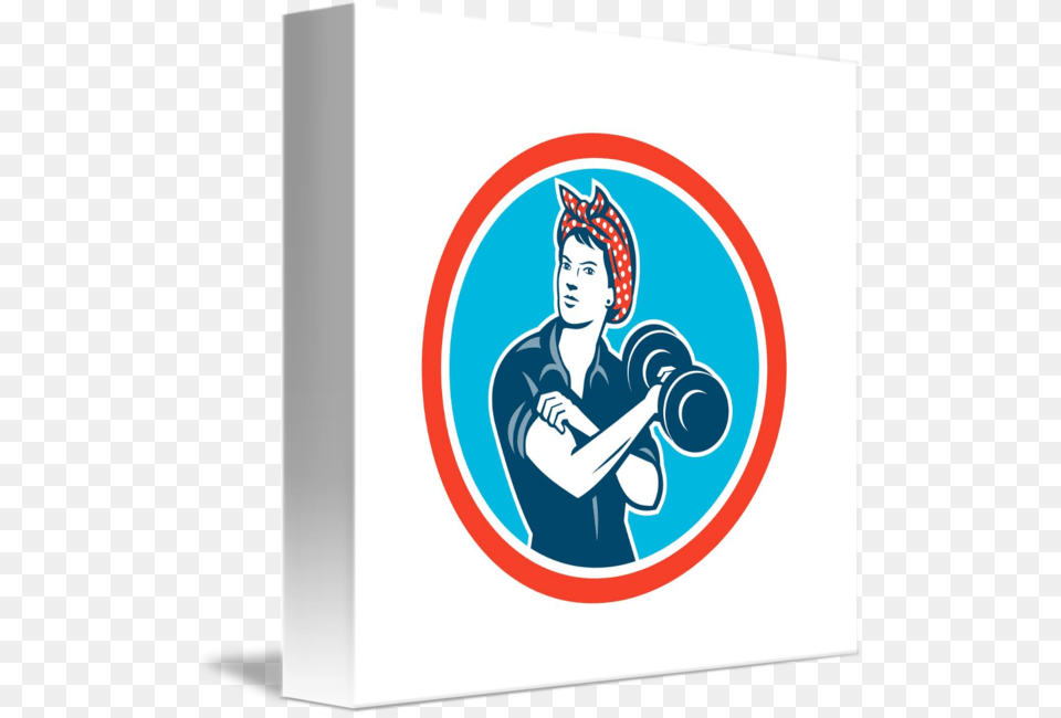 Bandana Woman Lifting Dumbbell Circle Retro, People, Person, Face, Head Free Png Download