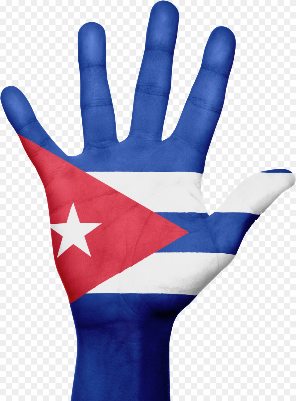 Bandera De Cuba Cuban Flag On Hand, Clothing, Glove, Body Part, Person Free Transparent Png