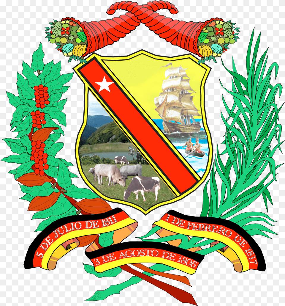 Bandera Y Escudo Del Estado Miranda, Emblem, Symbol, Animal, Cattle Free Png