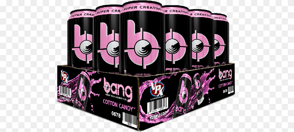 Bang Cotton Candy Energy Drink 16 Oz Cans Bang Cotton Candy 16 Oz, Can, Tin Png
