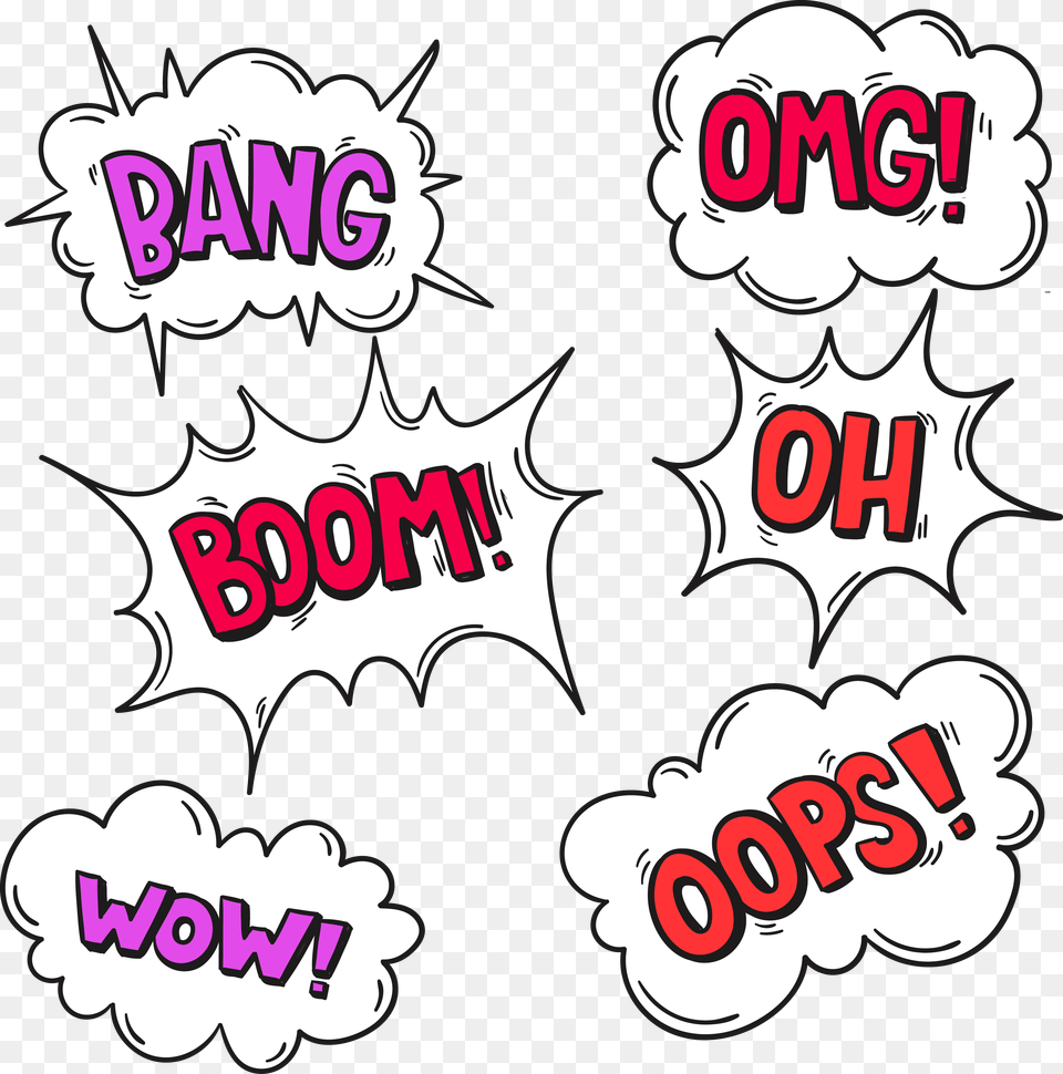 Bang Pow Omg Oops Oh Boom Wow Text Popart Wow Omg Pow, Logo, Sticker Free Png