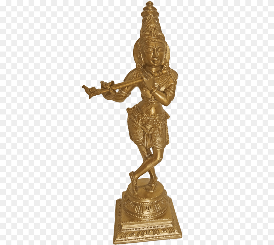 Bangalore Bronze Sri Krishna With Flute Statue 3 X Statue, Person, Figurine, Face, Head Free Transparent Png