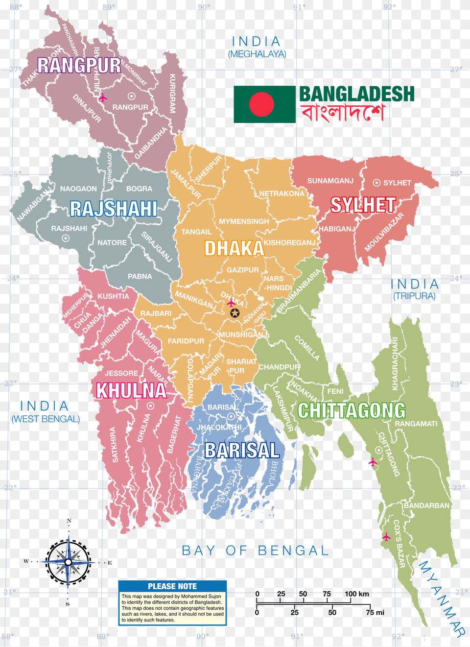 Bangladesh District Map Clip Arts Hd Map Of Bangladesh, Atlas, Chart, Diagram, Plot Png Image