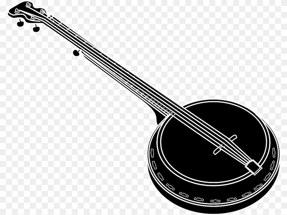 Banjo Black Music Banjo Black And White, Musical Instrument, Guitar Free Png