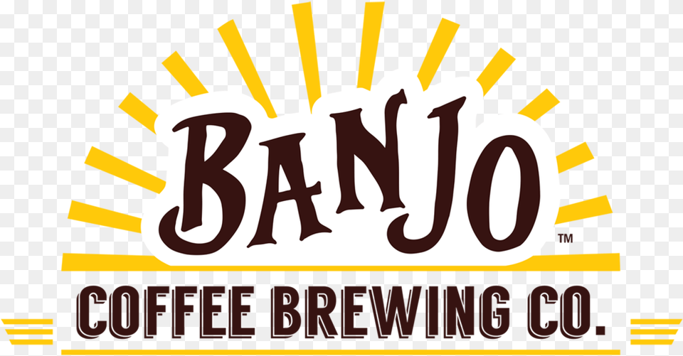Banjo Coffee Shop, Logo, Text, Bulldozer, Machine Png