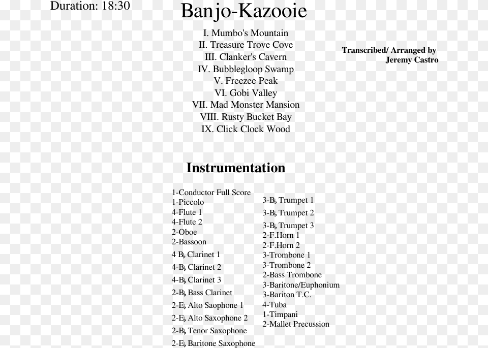 Banjo Kazooie Sheet Music Composed By Transcribed Banjo Kazooie, Gray Free Png Download