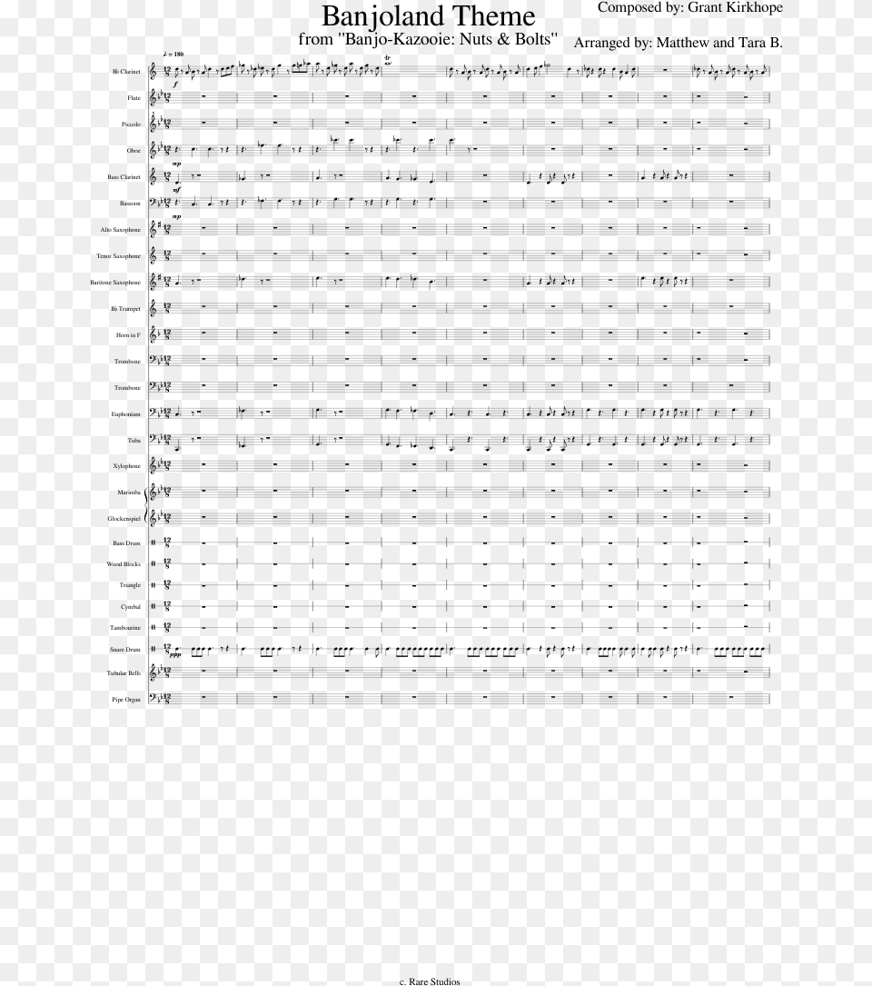 Banjoland Theme Sheet Music Composed By Composed By Document, Gray Free Png