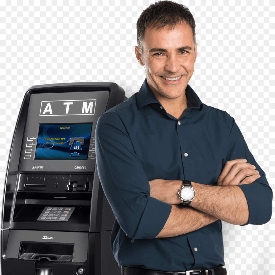 Bank Atm Service Genmega Onyx, Adult, Person, Man, Male Free Transparent Png