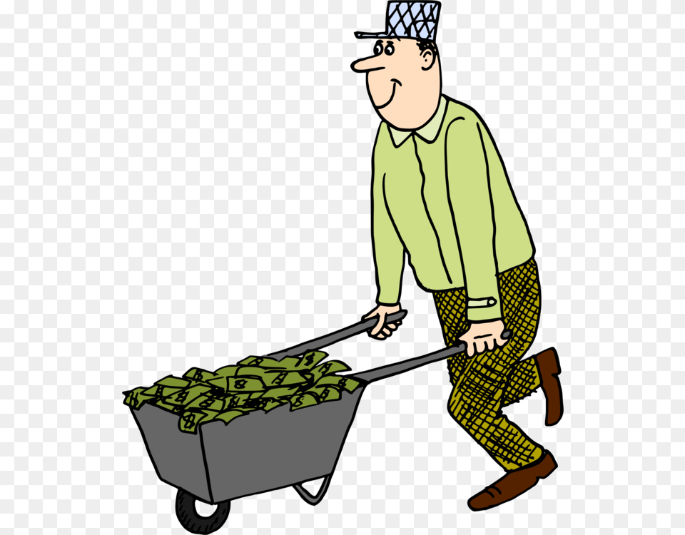 Bank Officer Money Piggy Bank Computer Icons Man Using Wheelbarrow Clipart, Adult, Male, Person, Machine Png Image