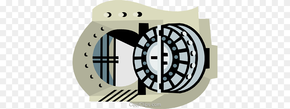 Bank Vault Royalty Vector Clip Art Illustration, Wheel, Spoke, Machine, Spiral Free Png