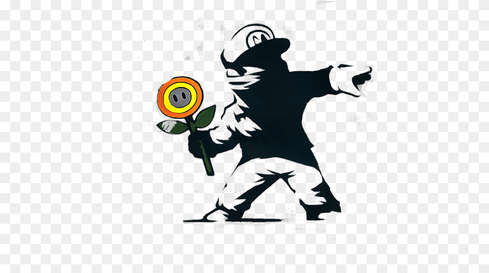 Banksy Flower Super Mario, Art, Person, Graphics Free Png