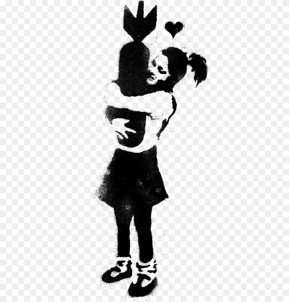 Banksy Girl With A Bomb, Gray Png Image