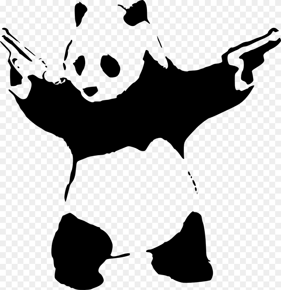 Banksy Panda With Guns, Stencil Free Png