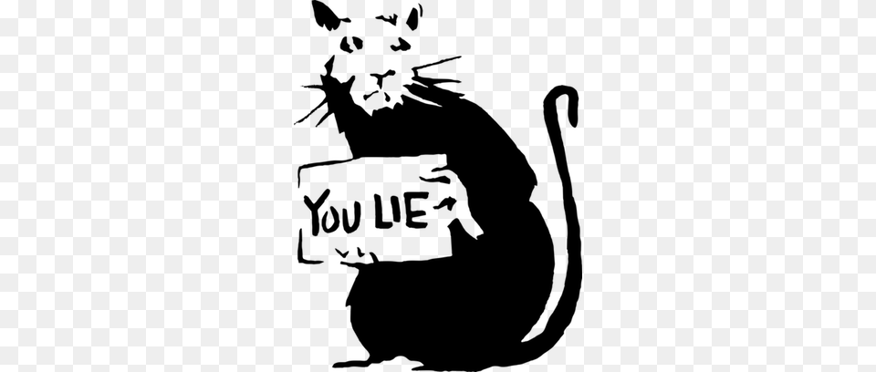 Banksy Sticker Art Messages Sticker 3 Banksy Rat You Lie, Lighting, Gray, Silhouette Free Png Download