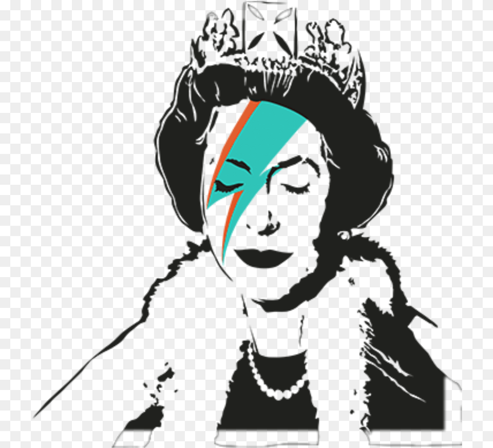 Banksy Sticker Banksy Queen David Bowie, Accessories, Clothing, Hat, Wedding Png Image