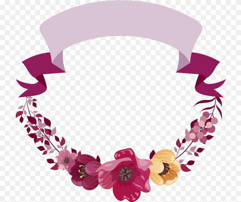 Banner Banners Sign Frame Ribbon Floral Flowers Flower Banners, Accessories, Jewelry, Necklace, Plant Free Transparent Png