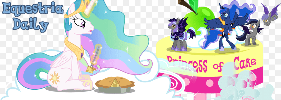 Banner Bat Pony Cake Equestria Daily Food Pie Princess Celestia, People, Person, Book, Publication Png