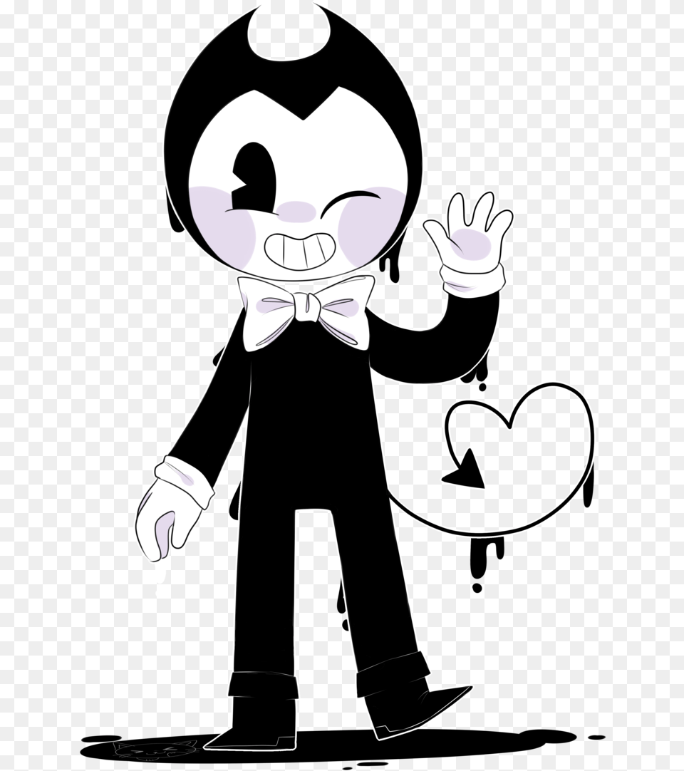 Banner Black And White Bendy And The Machine Mickey Oswald Felix Bendy And Cuphead, Baby, Person, Stencil, Face Free Png Download