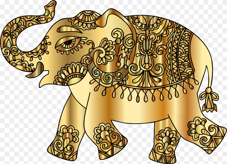 Banner Black And White Download Gold Gold Elephant, Art Free Transparent Png