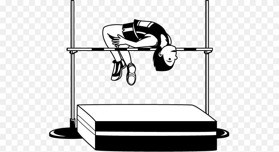 Banner Black And White Download Track Field Sport Jumping High Jump Clip Art, Track And Field, Person, Tool, Plant Free Png