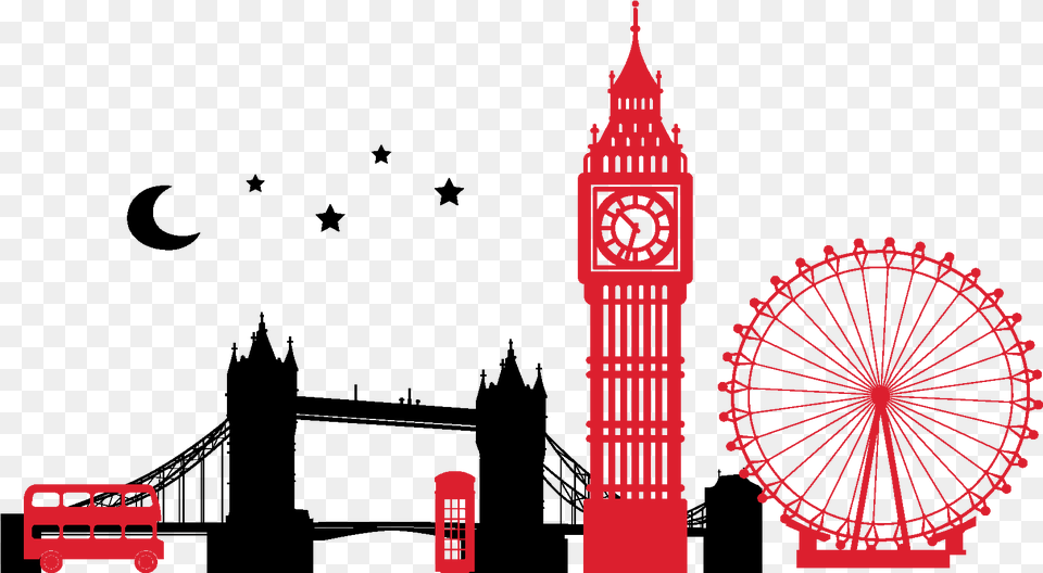 Banner City Silhouette Clipart London Clipart, Architecture, Building, Clock Tower, Tower Free Png Download