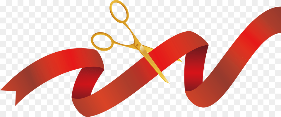 Banner Download Opening Ceremony Red Opening Ceremony Ribbon, Appliance, Ceiling Fan, Device, Electrical Device Png Image