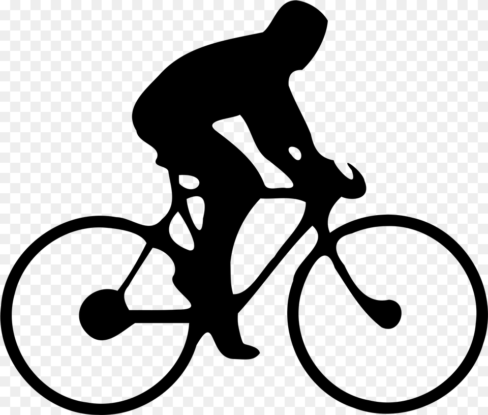 Banner Free Clipart Bicycle Rider Bicycle With Rider, Gray Png