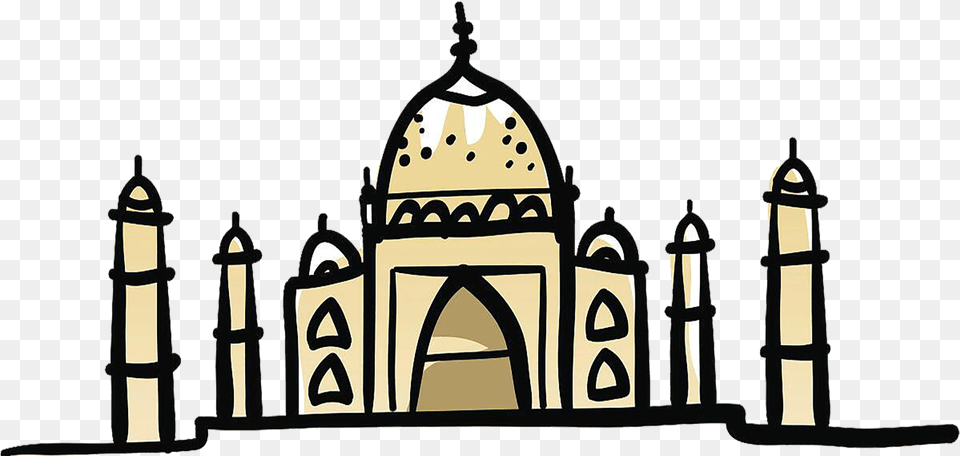 Banner Freeuse Stock Taj Mahal Grave Illustration Mourn Taj Mahal Cartoon, Arch, Architecture, Building, Dome Free Png Download