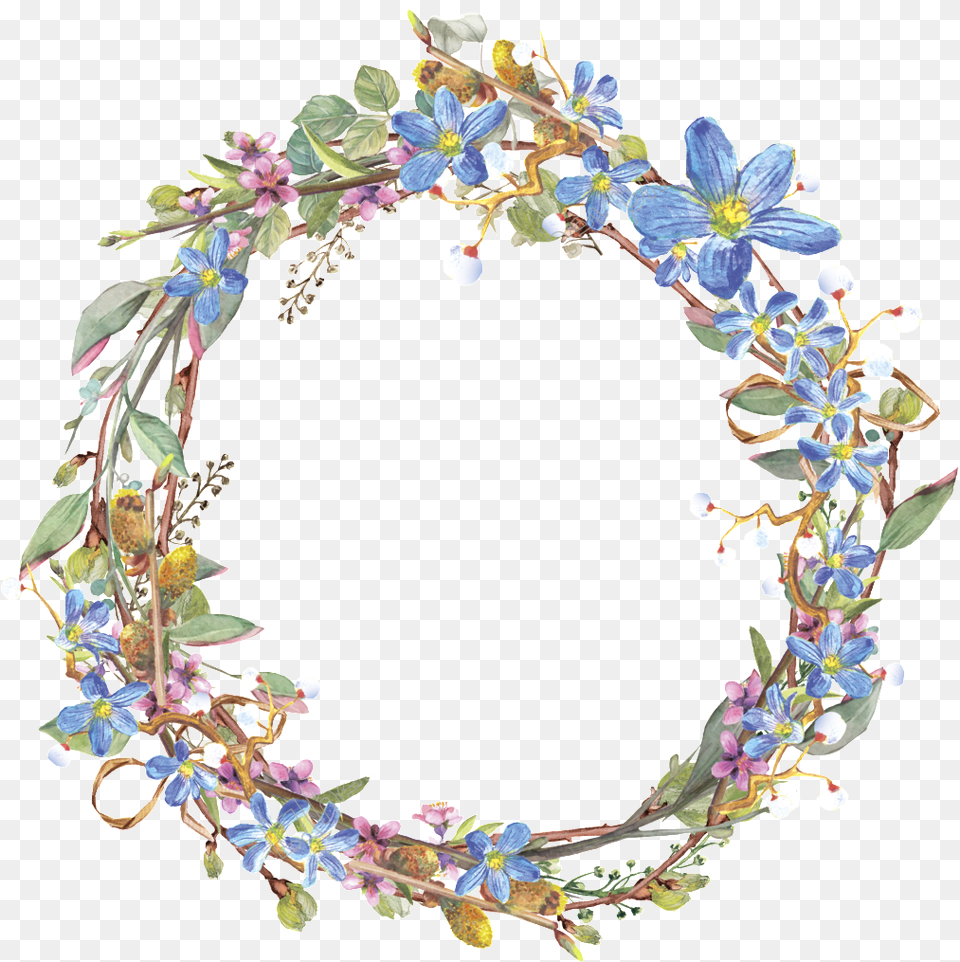 Banner Freeuse Transparent Wreath Twig Water Color Floral Wreath Plant, Flower Free Png Download