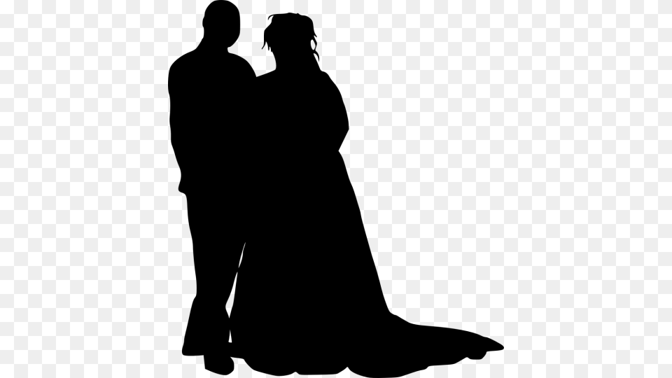 Banner Library Bride Silhouette Clipart Groom Bride Silhouette, Fashion, Clothing, Dress, Person Free Png Download