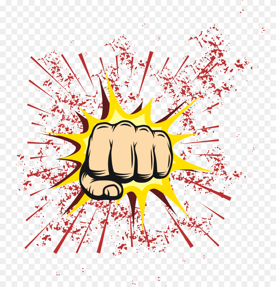 Banner Library Cartoon Illustration Fists And Explosions Cartoon Fist, Body Part, Hand, Person Free Png Download