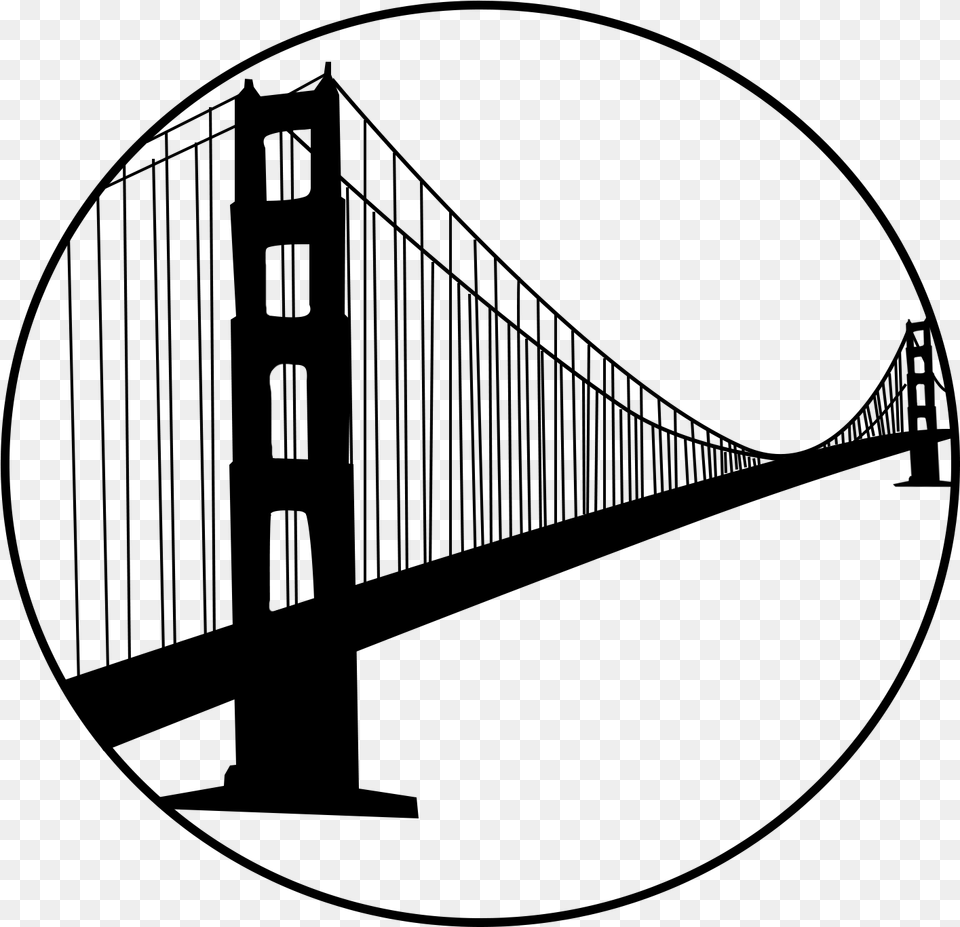 Banner Library Library California Sketch Image Golden Gate Bridge, Gray Free Png Download