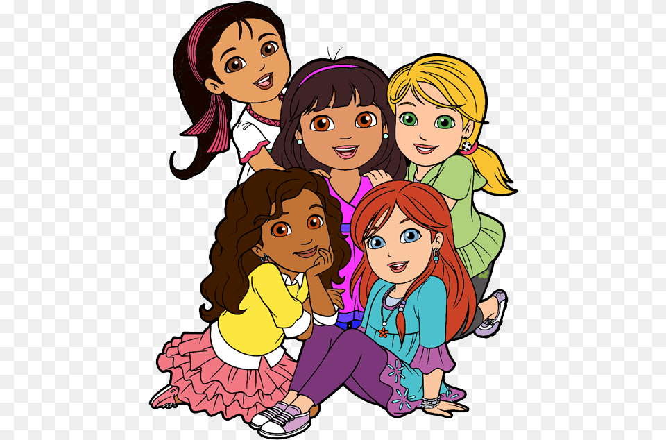 Banner Library Stock Dora And Friends Clipart Happy Friendship Day Girls, Book, Comics, Publication, Baby Free Png Download