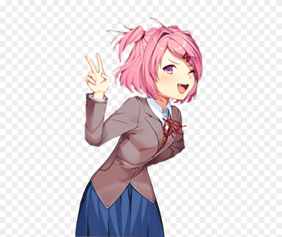 Banner Pose Into A Full Sprite Natsuki Ddlc, Adult, Publication, Person, Female Png