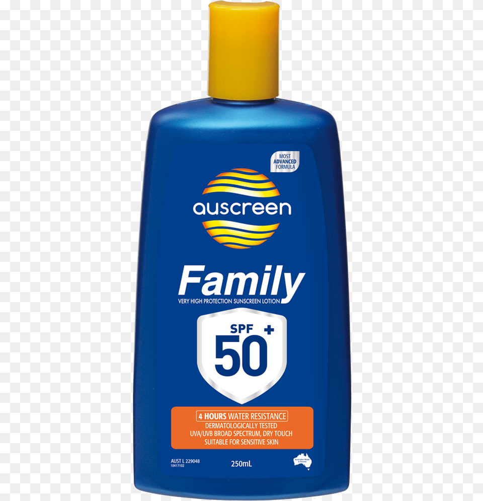 Banner Spf Family Lotion Ml Auscreen Zoom Auscreen Family Lotion Spf 50, Bottle, Cosmetics, Sunscreen, Perfume Png Image