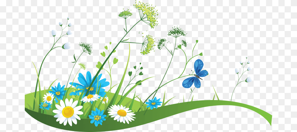 Banner Spring Illustration Clip Art Flowers In Meadows, Daisy, Floral Design, Flower, Graphics Free Png