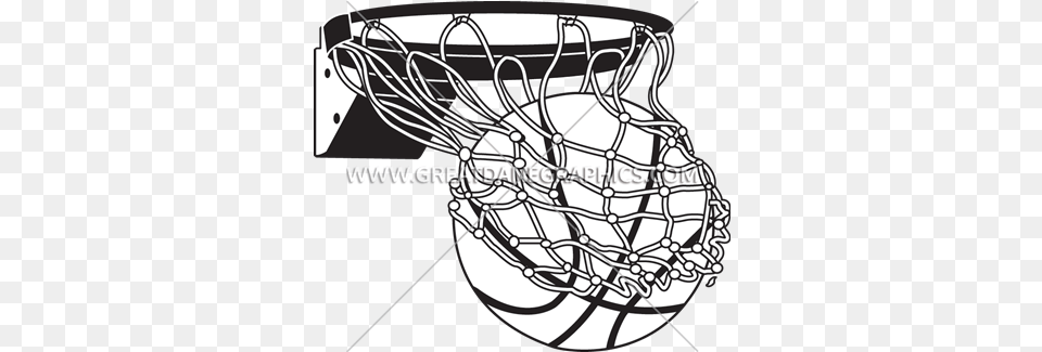 Banner Stock Flaming With Net Basketball Going In Hoop Drawing Png