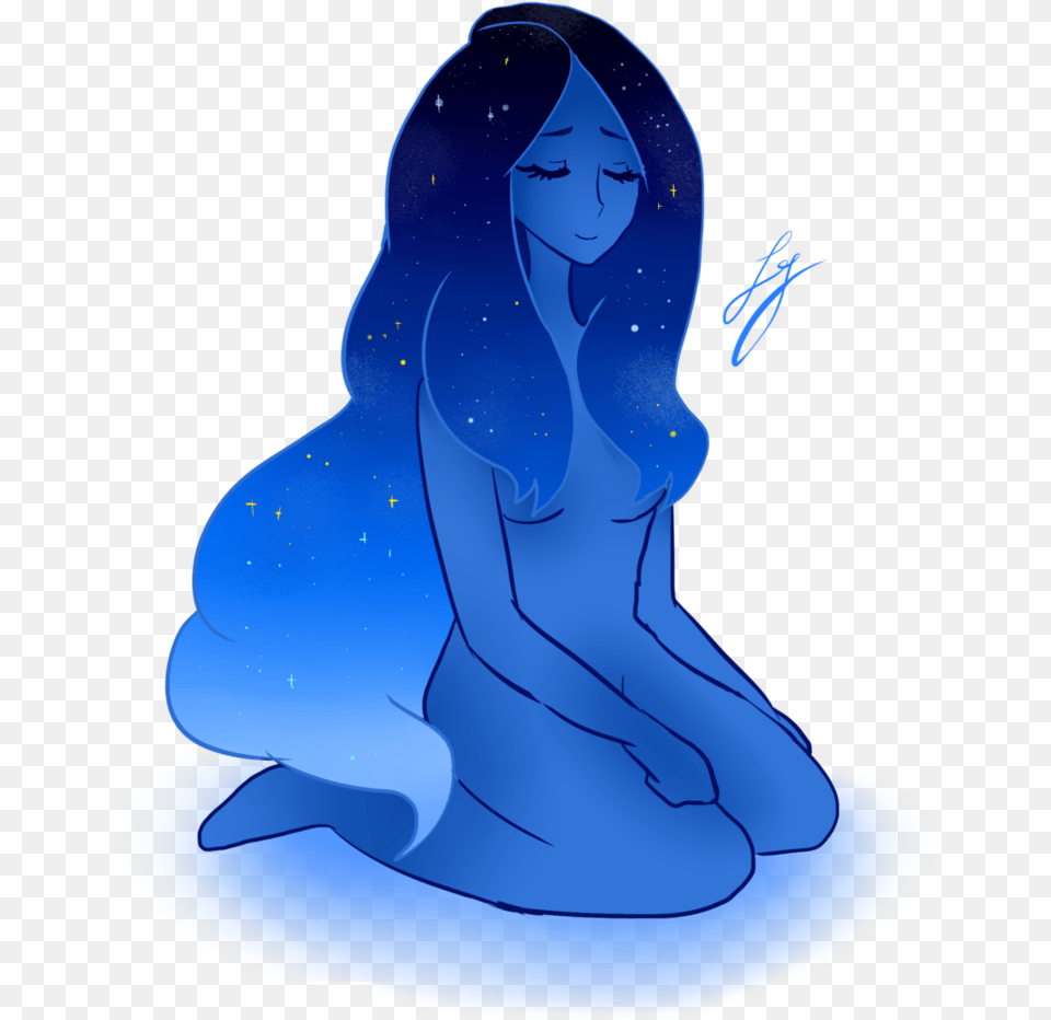 Banner Stock Girl By Natsuko The Mun Galaxy Girl Blue, Adult, Female, Kneeling, Person Free Transparent Png