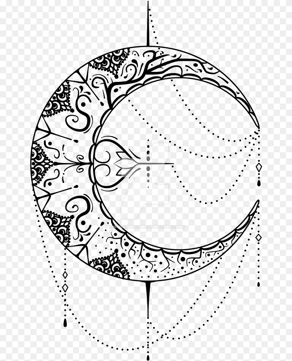 Banner Thesilentbadger Moon Black And White Mandala, Logo, Text, Animal, Fish Png Image
