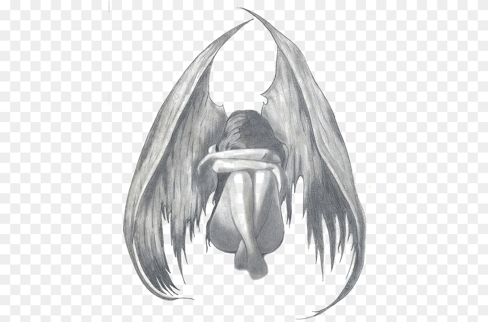 Banner Transparent Angel Pencil Sadness Sketch Sad Angel Drawing, Accessories Png