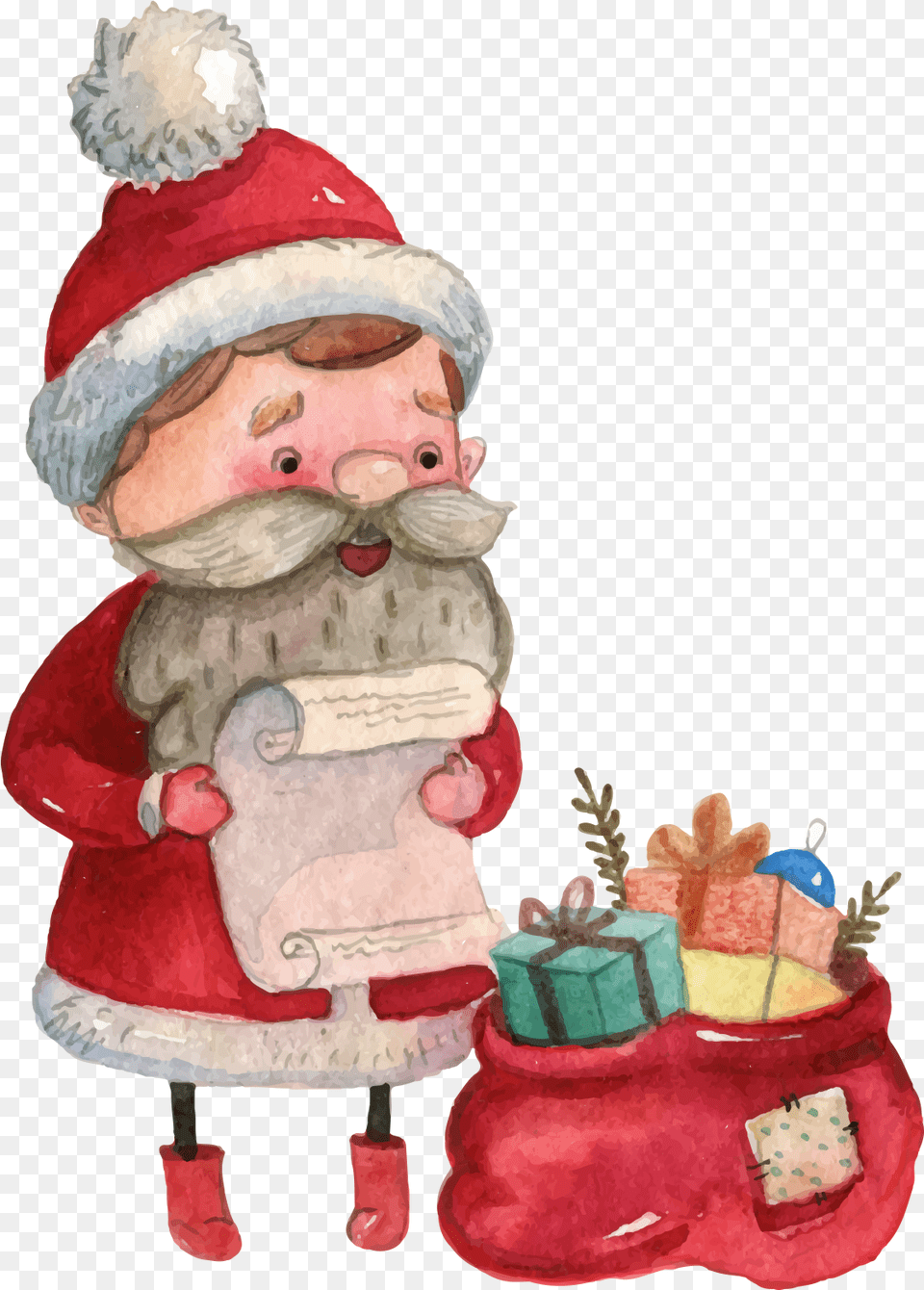 Banner Transparent Library Vector Santa Claus Transprent Watercolor Christmas Santa, Baby, Person, Birthday Cake, Cake Png Image