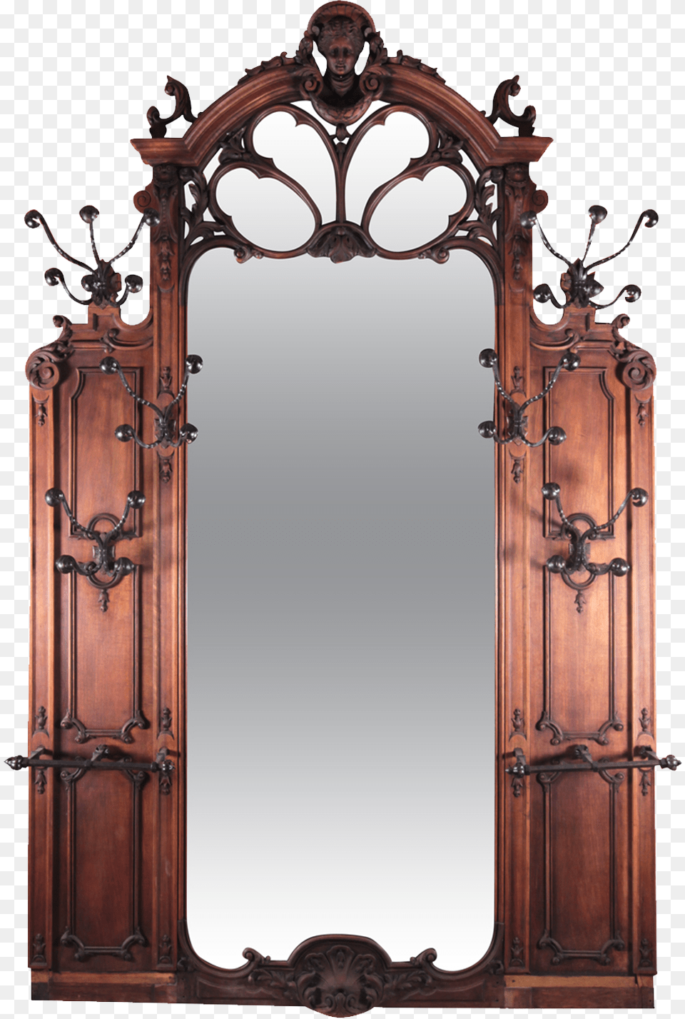 Banner Transparent Mirror Nouveau Hall Tree Large Art Nouveau Mirror, Gate Png