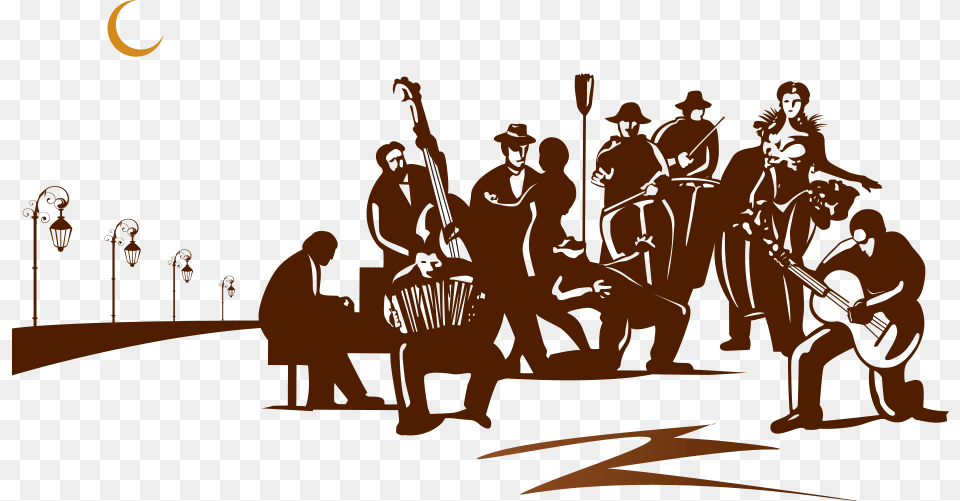 Banner Transparent Orchestra Conductor Dance Silhouette Jazz Big Band Flyer, Nature, Night, Outdoors, Person Png