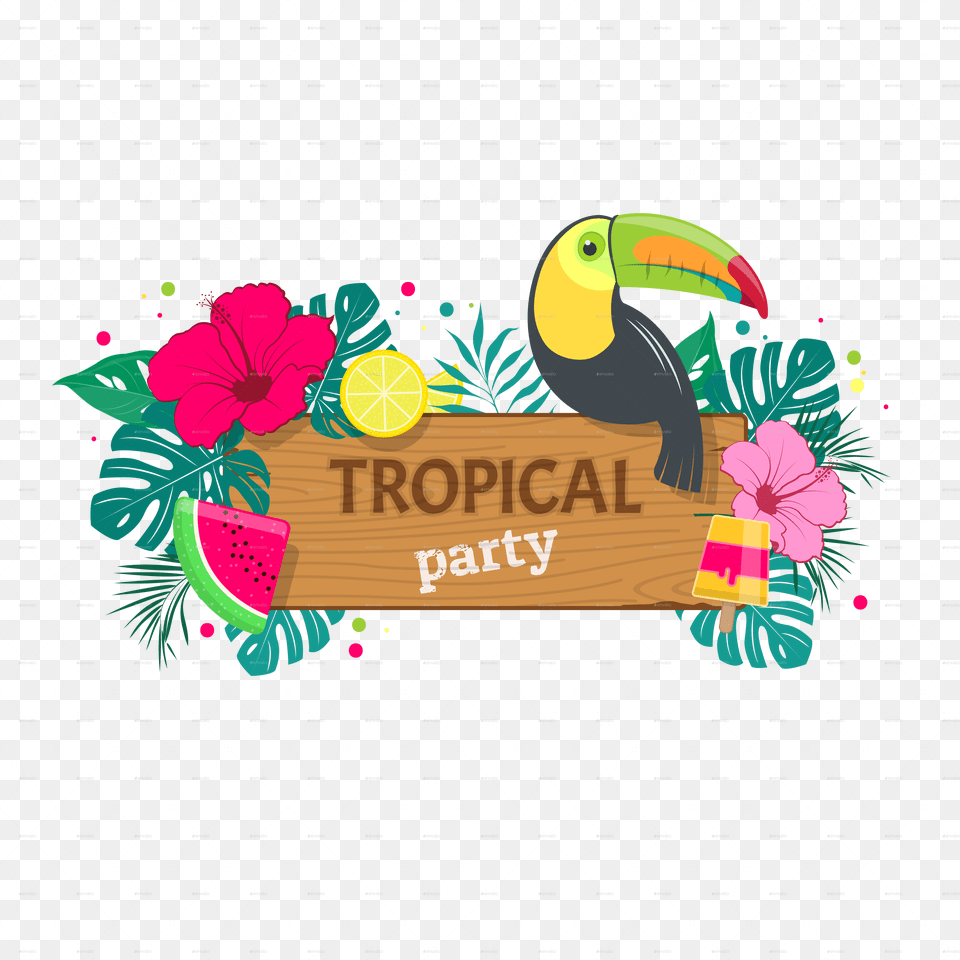 Banner Transparent Tropical Tropical Party, Animal, Bird, Toucan Free Png