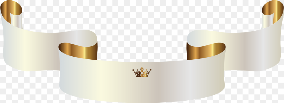 Banner With Crown Clipart White And Gold Banner, Cuff, Smoke Pipe Png Image