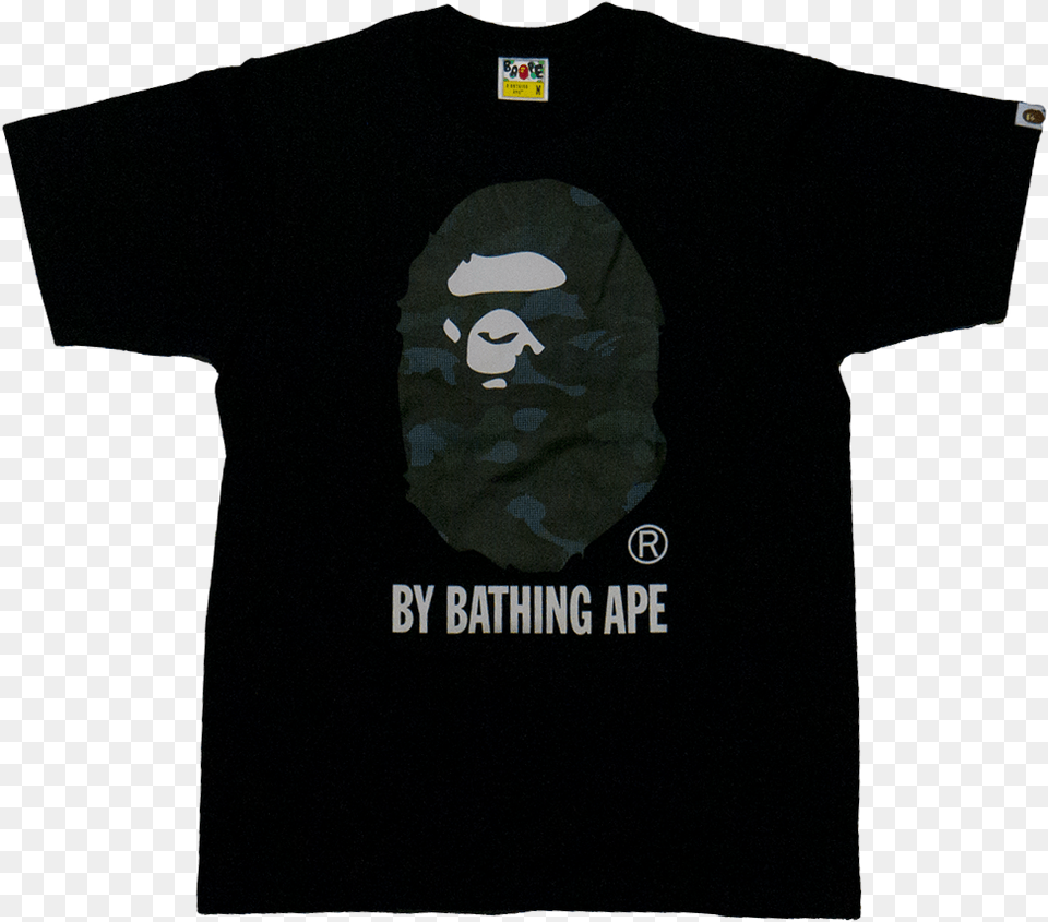 Bape Big Head Ape Black Tee, Clothing, T-shirt, Shirt, Face Free Transparent Png