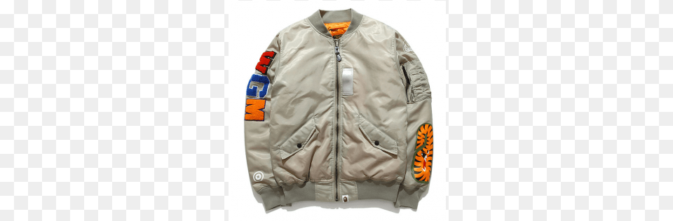 Bape Bomber Jacket Grey, Clothing, Coat, Vest, Blouse Png