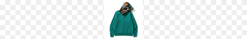 Bape Cyan Shark Hoodie Teal, Clothing, Hood, Knitwear, Sweater Png Image