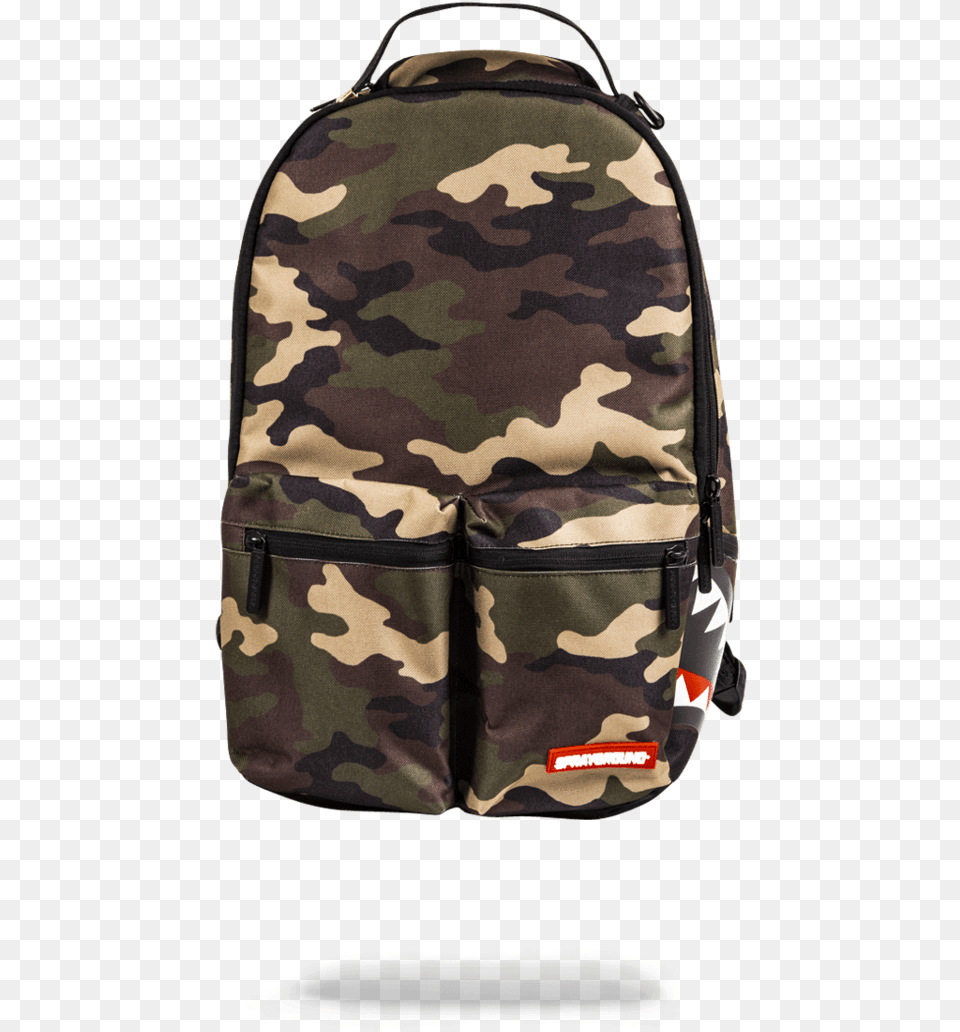 Bape Shark Camouflage Backpack Sprayground Backpack Double Cargo Side Shark, Bag, Accessories, Handbag, Military Png