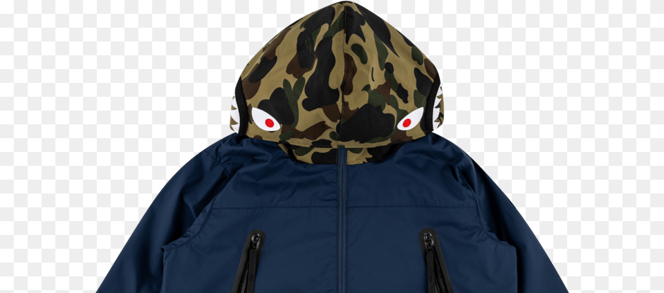 Bape Shark Hoodie Jacket Hooded, Clothing, Coat, Hood, Adult Free Transparent Png